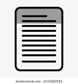 Simple document icon with lines representing text, flat design