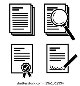 simple document and search document with magnifying glass icon set vector