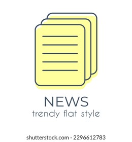 Icono de documentos simples sobre fondo blanco en estilo plano de moda. Adecuado para aplicaciones, sitios web, tiendas online
