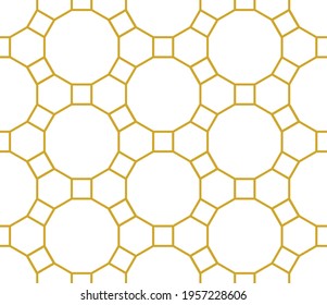 Simple dodecagon tessellation repeating pattern in gold color outlines against a white background, geometric vector illustration