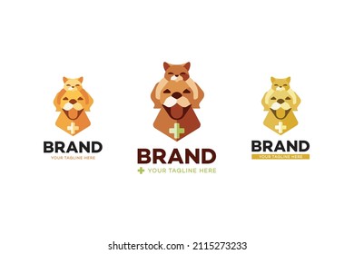 logotipo simple de perros y gatos para la clínica de los hospitales de animales