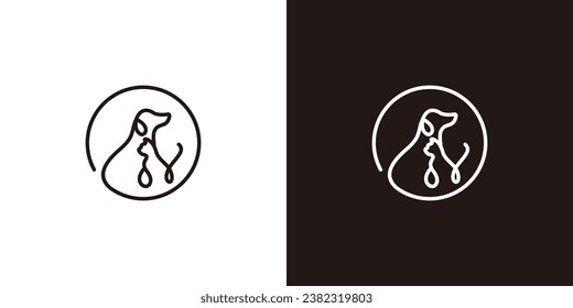 Simple Dog Cat Logo Design with Lineart Style Logo Designs Vector Illustration.