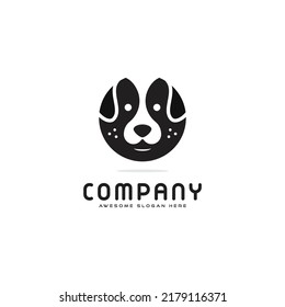 simple dog circle logo design, creative animal dog logo illustration vector template icon symbol