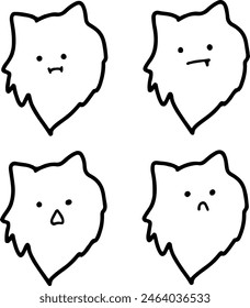 Simple Dog Doodles- Line Art Pups with Emoticon Expressions