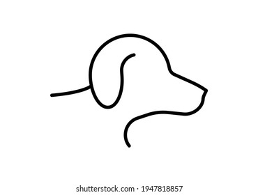 Simple dog drawing icon set. A modern line art portrait of a dog isolated on white background. Tech line art vector illustration. Home pet veterinary. Editable line set.