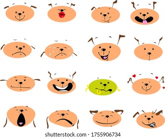 Simple Dog Flat Design Icon Emoticon sticker - Crazy Vector Illustration