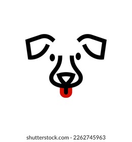diseño vectorial del logotipo del icono de la cabeza de perro simple, diseño del pictograma del logotipo moderno de una linda imagen de mascota de la cara de cachorro