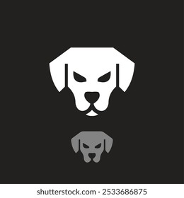 Vector simple del logotipo de la cabeza del perro, animal doméstico, logotipo amistoso de la tienda del animal doméstico, minimalista plano, ilustración en blanco y negro