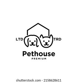 simple Dog house line art vector logo design isolated white background