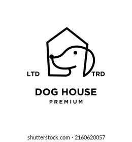 diseño simple de la línea de la casa del perro vectorial diseño aislado fondo blanco