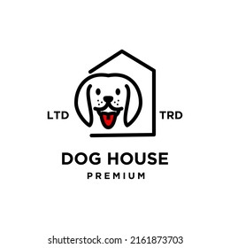 simple Dog house line art vector logo design isolated white background