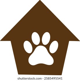 Simple Dog House with Paw Print