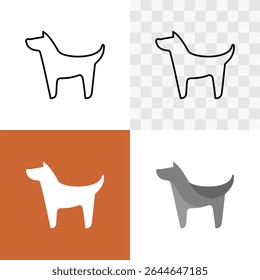 Simple dog icon. Animal pet silhouette. Symbol of a medium sized hunting dog standing, side view