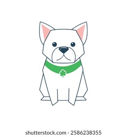 Simple Dog Illustration with Green Collar for Children's Books