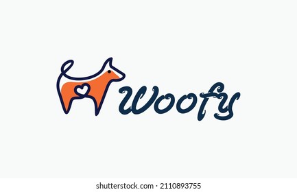 simple dog line art logo design 