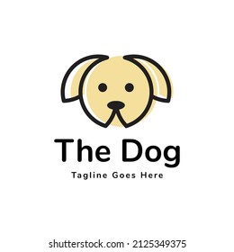simple dog in line style logo design