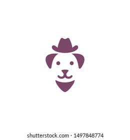 simple dog logo with a cowboy hat