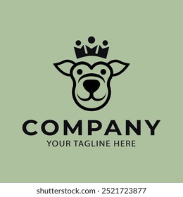 simple dog logo design icon, dog crown logo.