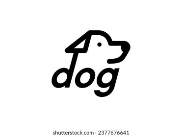 simple dog logo design. pet care concept elements. linear style symbol vector illustration.	
