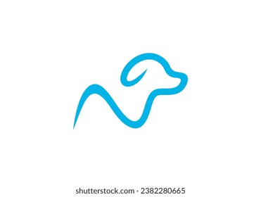 simple dog logo design. pet care concept elements. linear style symbol vector illustration.