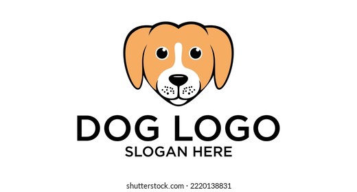 Simple dog logo design with unique concept premium vector