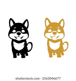 a simple dog logo or icon with a few small details for a pet shop, black and white looks minimalist and elegant, orange looks cute and simple