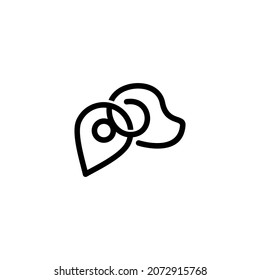 Simple Dog with pin in ear logo template for app. The style is monogram logo.