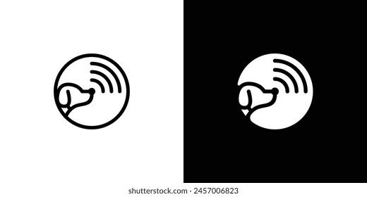 Einfaches Hundesignal-Logo. Hunderadar, WiFi, Sniffer Hundelogo Symbol Vektorgrafik Designs Inspiration.