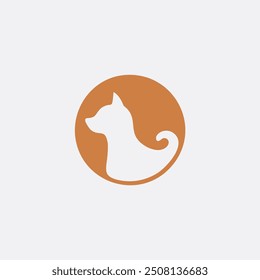 Simple dog silhouette logo design. Minimalist dog logo design, featuring a white canine silhouette within a circular orange shape. Perfect for pet businesses, dog walkers, and animal shelters.