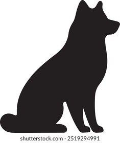 A Simple Dog Silhouette Vector Style with White Background.