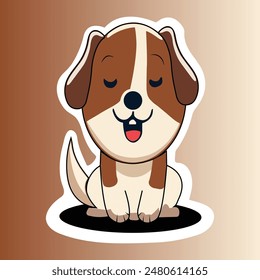 Simple Dog Sticker - Vector Art Illustration