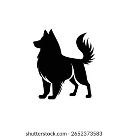Simple Dog Vector Silhouette in black on white background