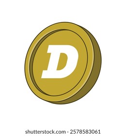 Simple DOGE Dogecoin vector illustration in flat color design.