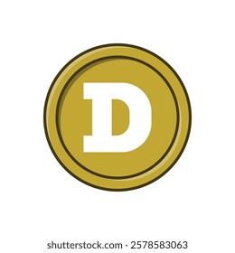 Simple DOGE Dogecoin vector illustration in flat color design.