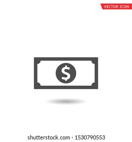 Simple Dollar banknote icon. Money sign isolated, Vector illustration