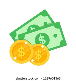 Simple dollar bill Money spending ideas Isolated on white background