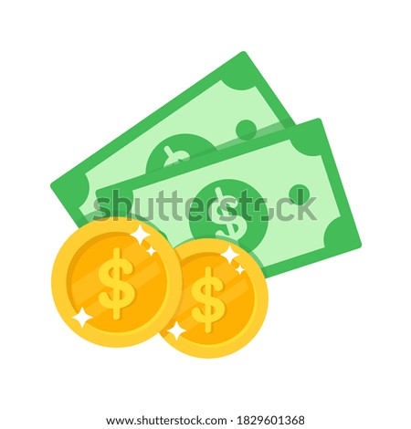 Simple dollar bill Money spending ideas Isolated on white background