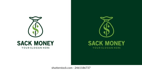 Simple dollar bill sack logo design vector illustration