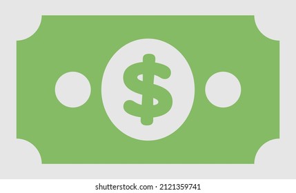 símbolo de billete simple en dólares aislado en fondo blanco, ilustración vectorial