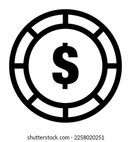 Icono de chip de casino simple en dólares. Vector.