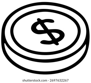 ícone simples de moeda de dólar representando moeda financeira e economia
