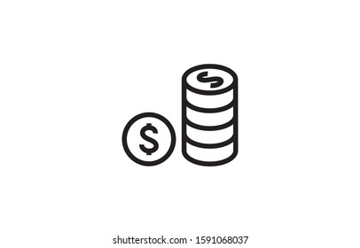 Simple  Dollar Money and Payment Vector Line Icon. Editable Stroke