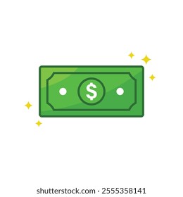 Simple dollar vector icon with sparkles