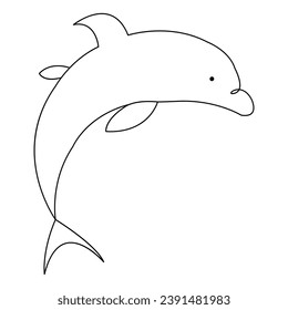 Simple dolphin continuous single line art drawing outline vector illustration