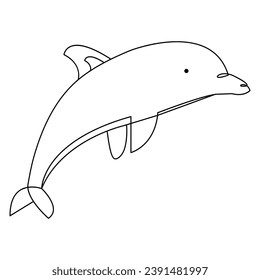Simple dolphin continuous single line art drawing outline vector illustration