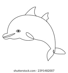 Simple dolphin continuous single line art drawing outline vector illustration