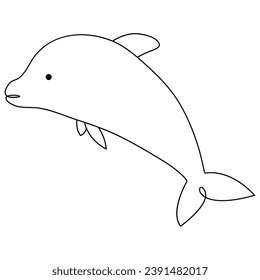 Simple dolphin continuous single line art drawing outline vector illustration