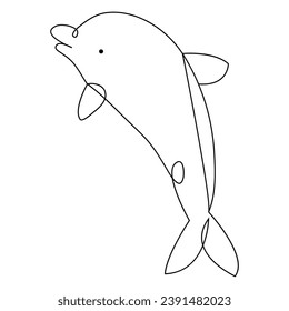 Simple dolphin continuous single line art drawing outline vector illustration