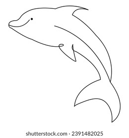 Simple dolphin continuous single line art drawing outline vector illustration