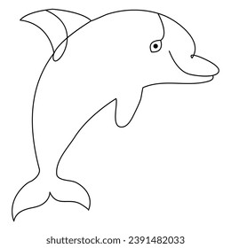 Simple dolphin continuous single line art drawing outline vector illustration